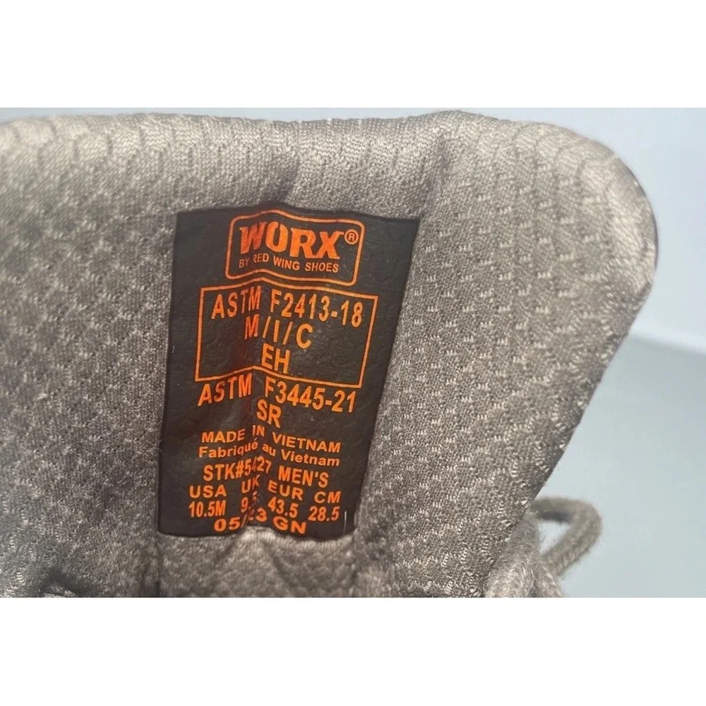 Worx by Red Wing Shoes Men Brown Leather Steel Toe Safety Boots Size 10.5M